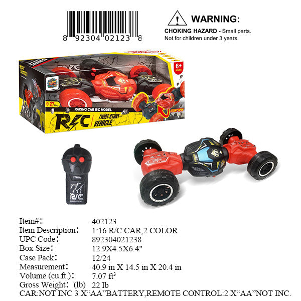 12.9X4.5X6.4"RC 2CH STUNT TRUCK