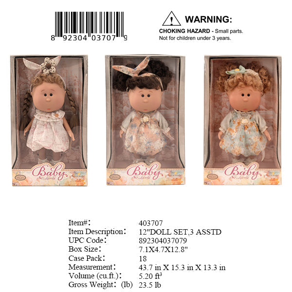 7.1X4.7X12.8"12"BABY GIRL DOLL