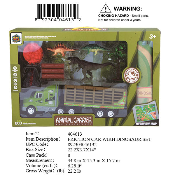 22.2X3.7X14"F/P DINOSAUR CARRIER TRUCK