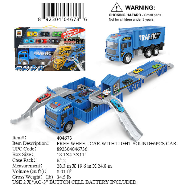 18.1X4.3X11"CAR CARRIER TRUCK & 6 CAR SET