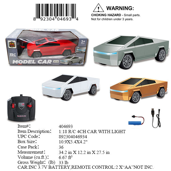 10.9X5.4X4.2"1:18 4CH RC SPORT TRUCK