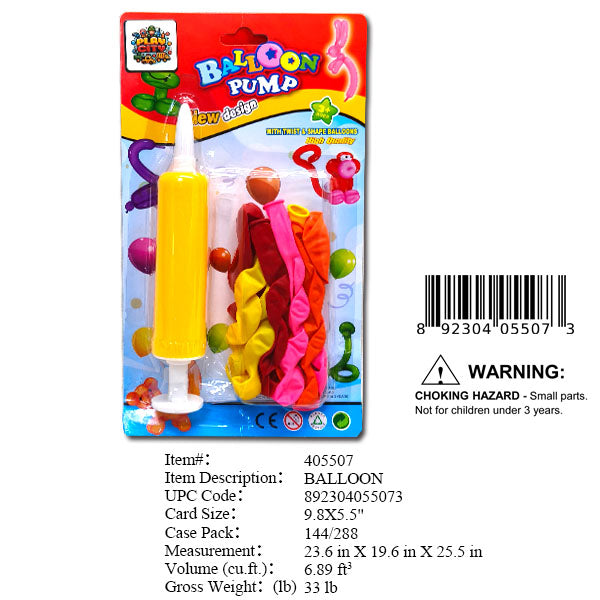 9.8X5.5"TWISTABLE BALLOON & PUMP INCL