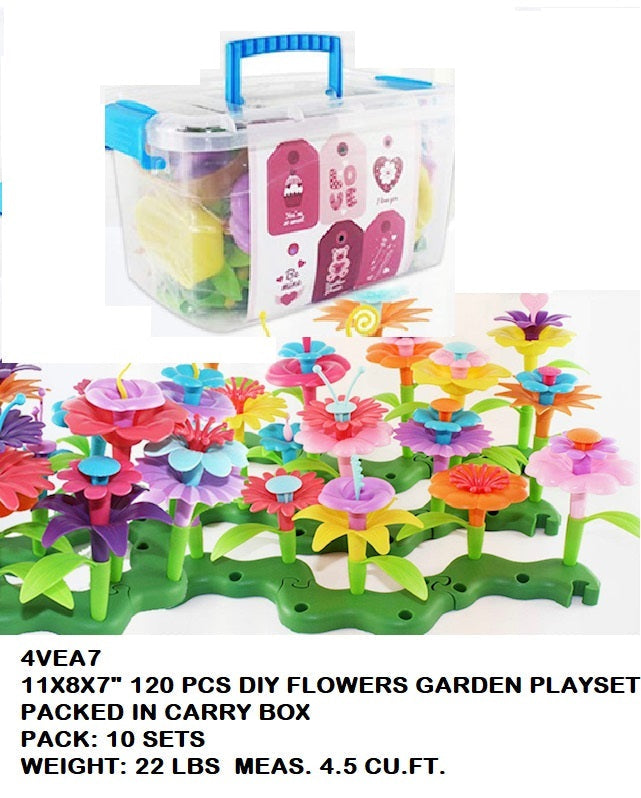 11X8X7"120 PCS DIY FLOWER GARDEN PLAYSET