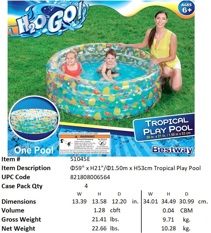 H2OGO! 59X21"TROPICAL PLAY POOL