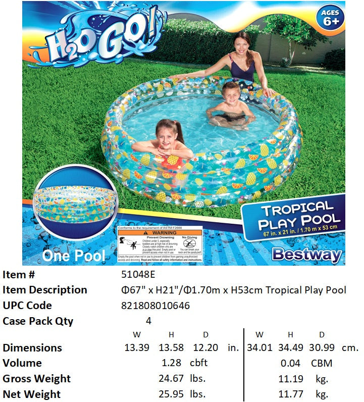 H2OGO! 67X41X10"TROPICAL PLAY POOL