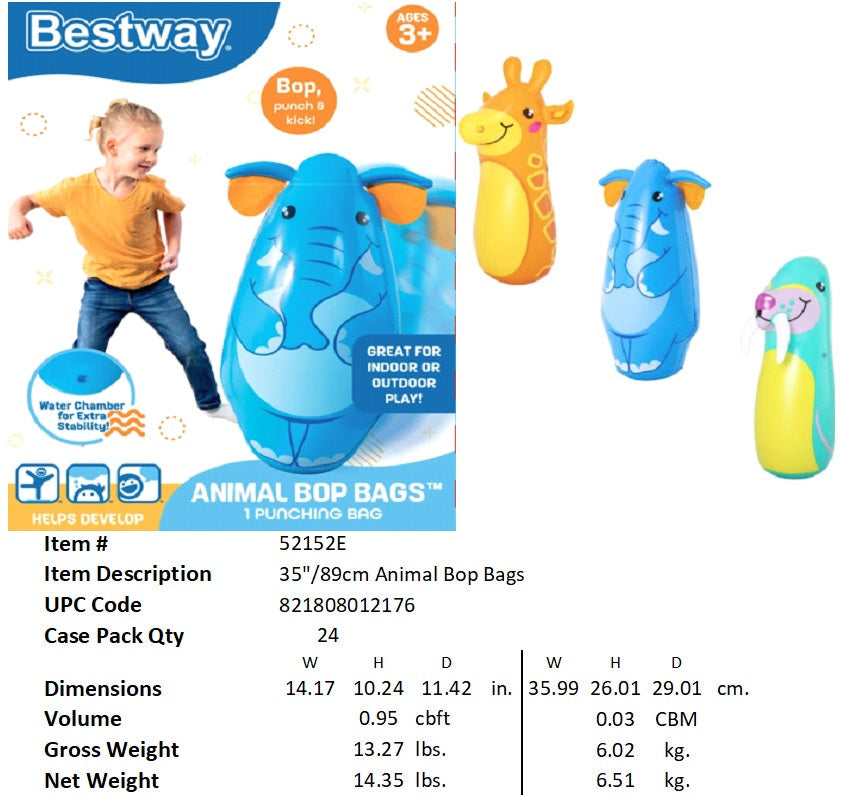 BESTWAY 36"INFLATABLE 3/A ANIMAL POP BAG