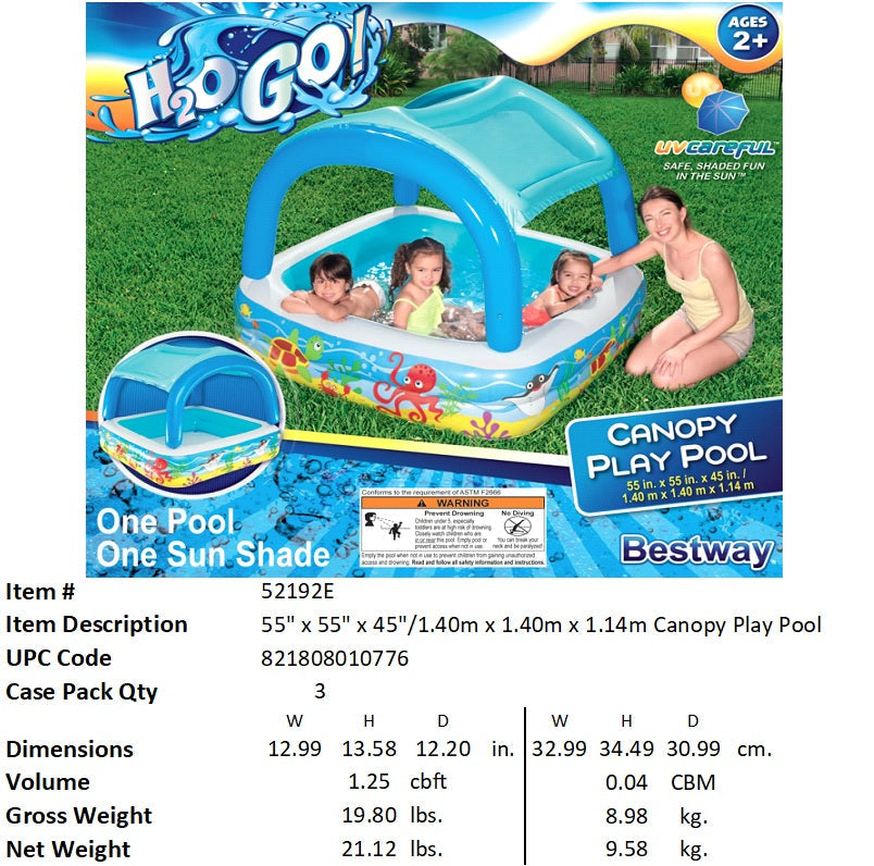H2OGO! 55X55X45" CANOPY PLAY POOL
