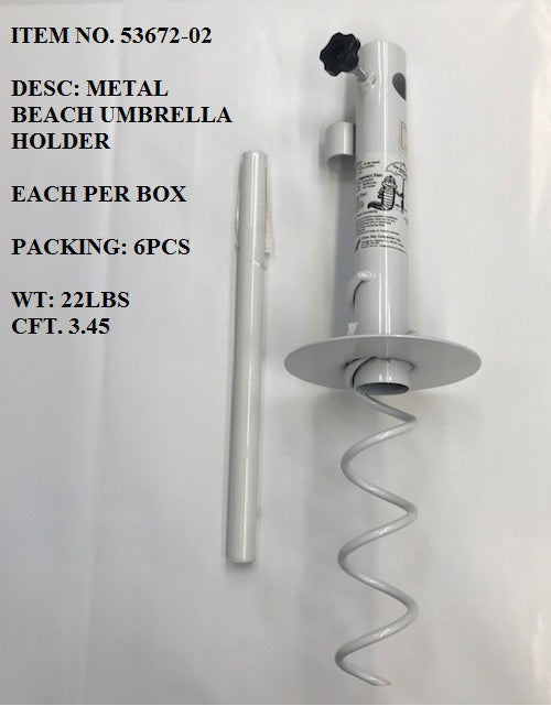 BEACH UMBRELLA HOLDER+ANCHOR WHT
