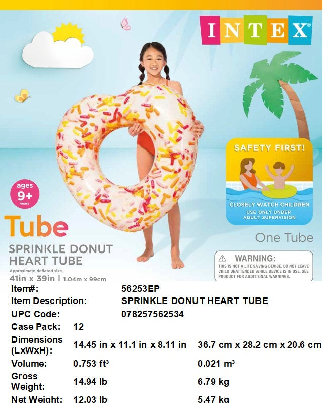 41X39"INTEX SPRINKLE DONUT HEART TUBE