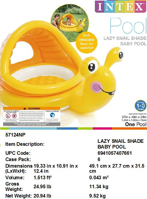 57X40X29"INTEX SNAIL BABY POOL