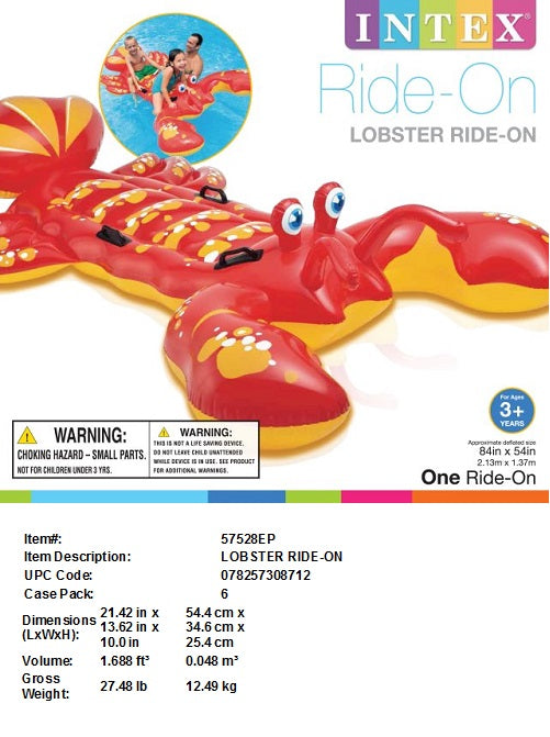 84X54"INTEX GIANT LOBSTER RIDE ON