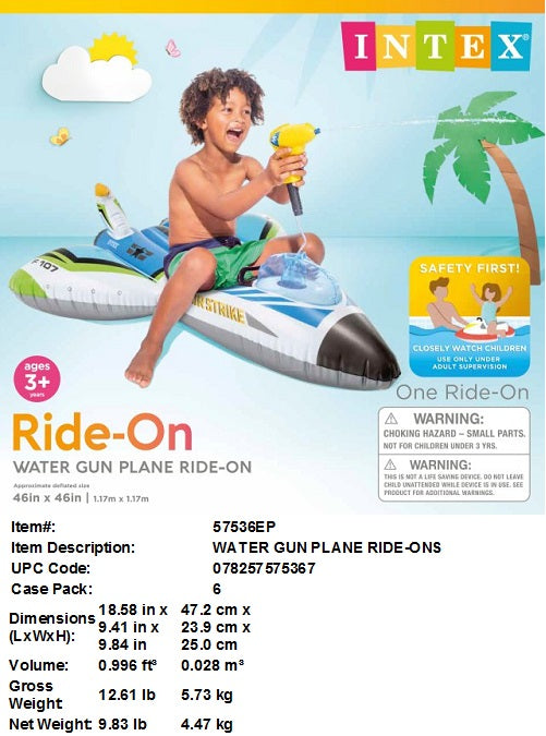 46X46"INTEX WATER GUN PLANE RIDE ON
