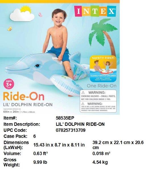69X26"LIL'DOLPHIN RIDE ON