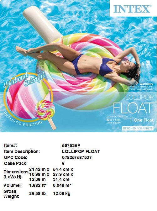 82X53"INTEX LOLLIPOP FLOAT