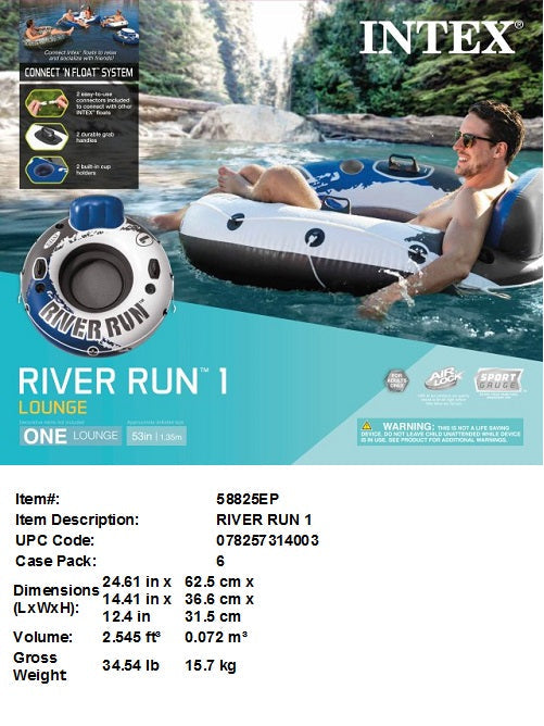 53"INTEX RIVER RUN I BLUE LOUNGE FLOAT