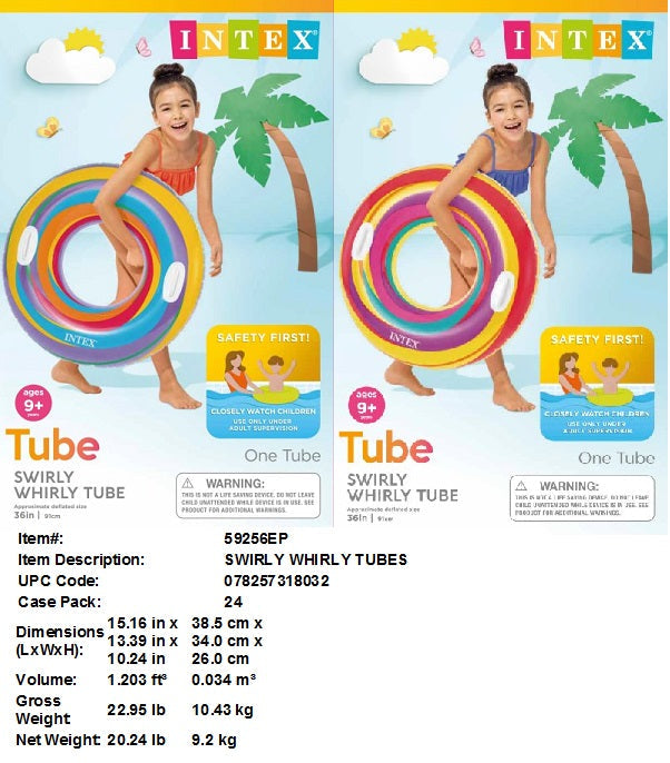 36"INTEX SWIRLY WHIRLY TUBE SWIM RING