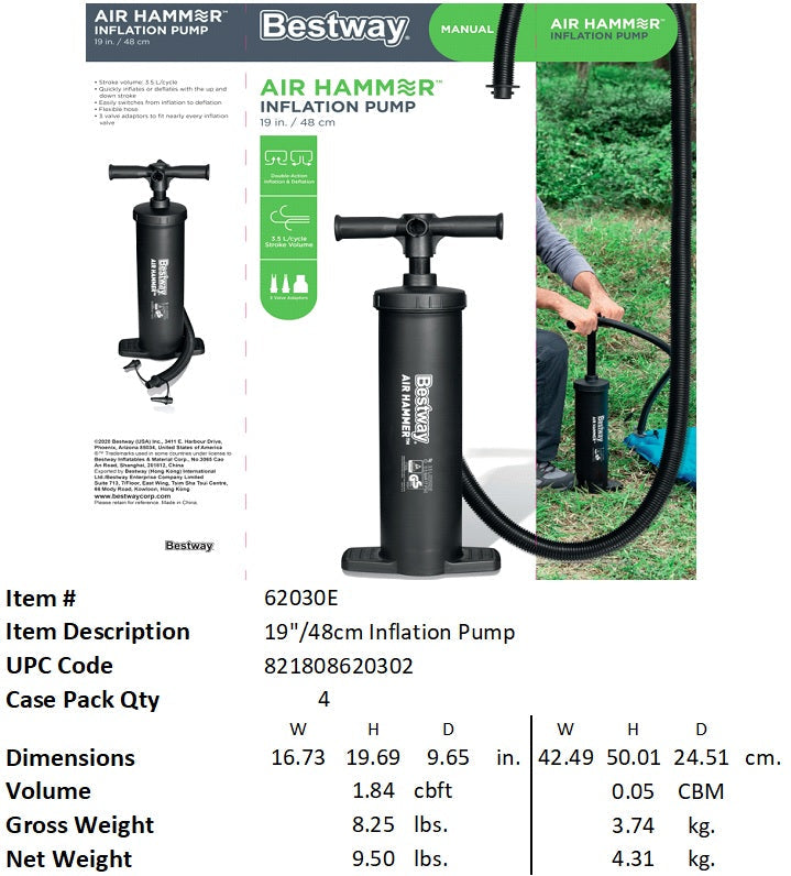 BESTWAY 19"AIR HAMMER INFLATION HAND PUMP