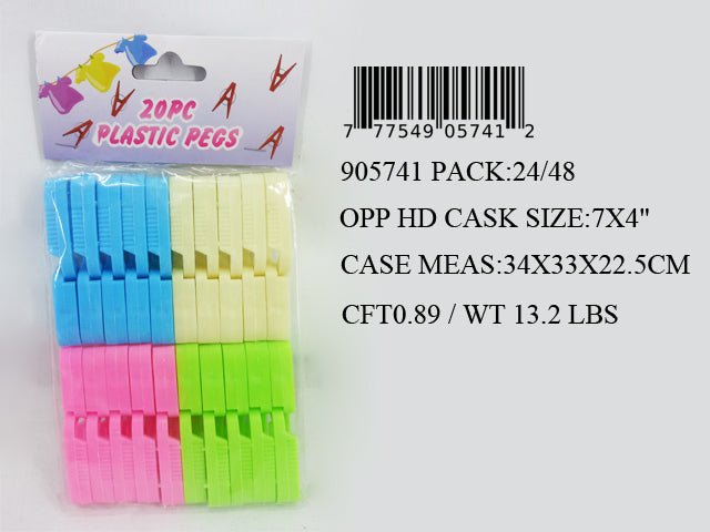 20PC 2.75" PLASTIC CLOTH PEGS