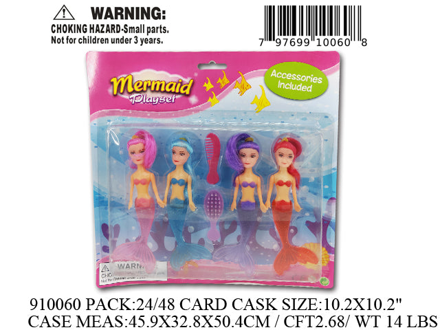 10X10"4PC MINI MERMAID PLAY SET