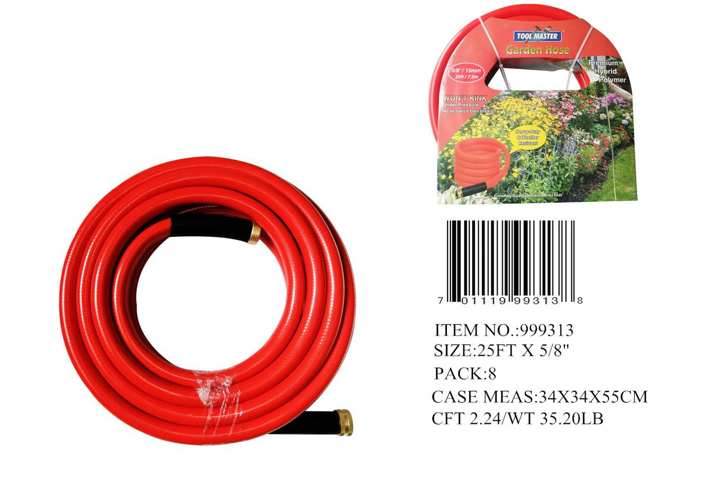 25FT RUBBER GARDENING WATER HOSE