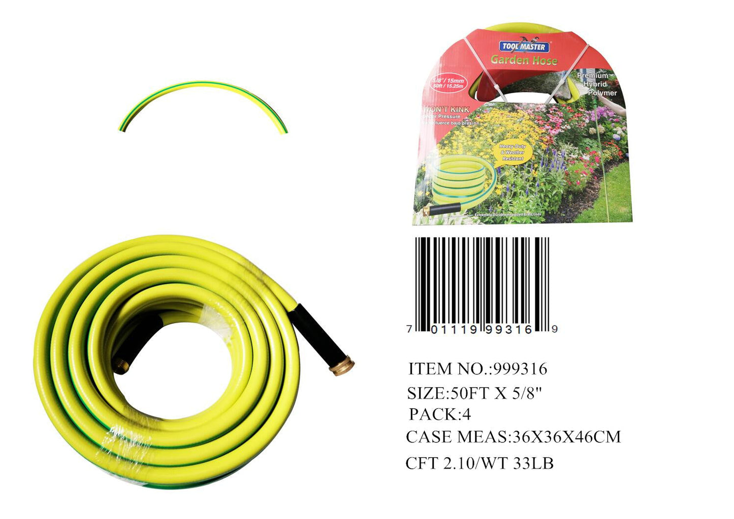 50FT RUBBER GARDENING WATER HOSE