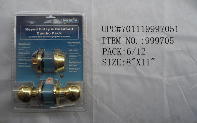 2PC DOOR LOCK COMBO SET GOLD COL