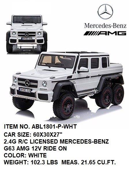 12V RIDE ON MBZ G63 SUV WHITE+R/C
