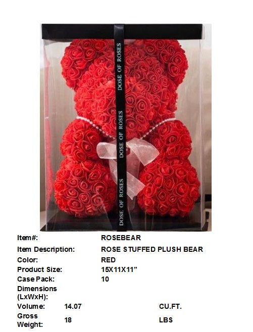 15X11X11"13.5"ROSE BEAR IN GIFT BOX