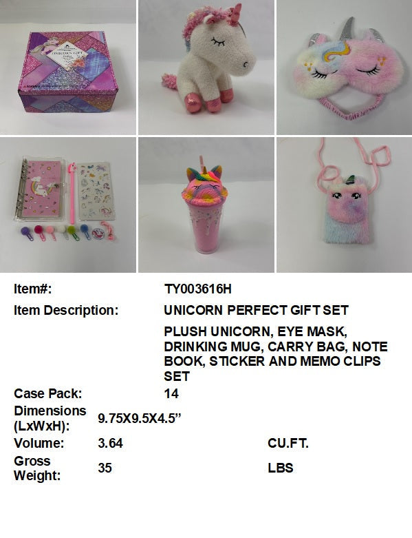9.75X9.5X4.5"UNICORN PERFECT GIFT SET