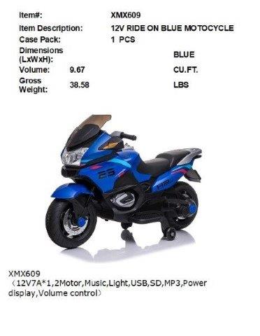 12V RIDE ON BLUE MOTORCYCLE