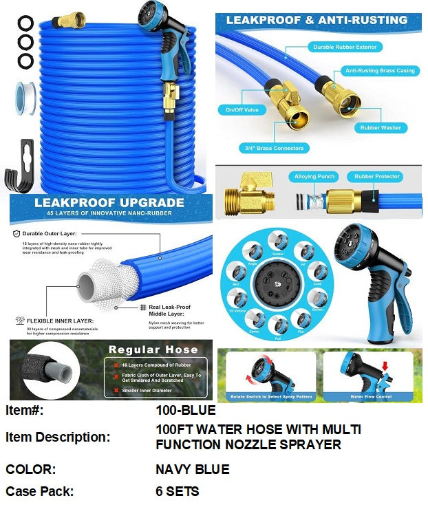 100' GARDEN HOSE W/NOZZLE