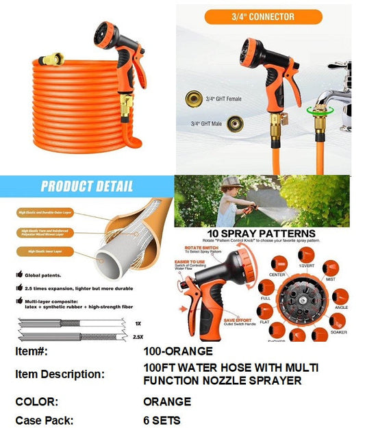 100' GARDEN HOSE W/NOZZLE