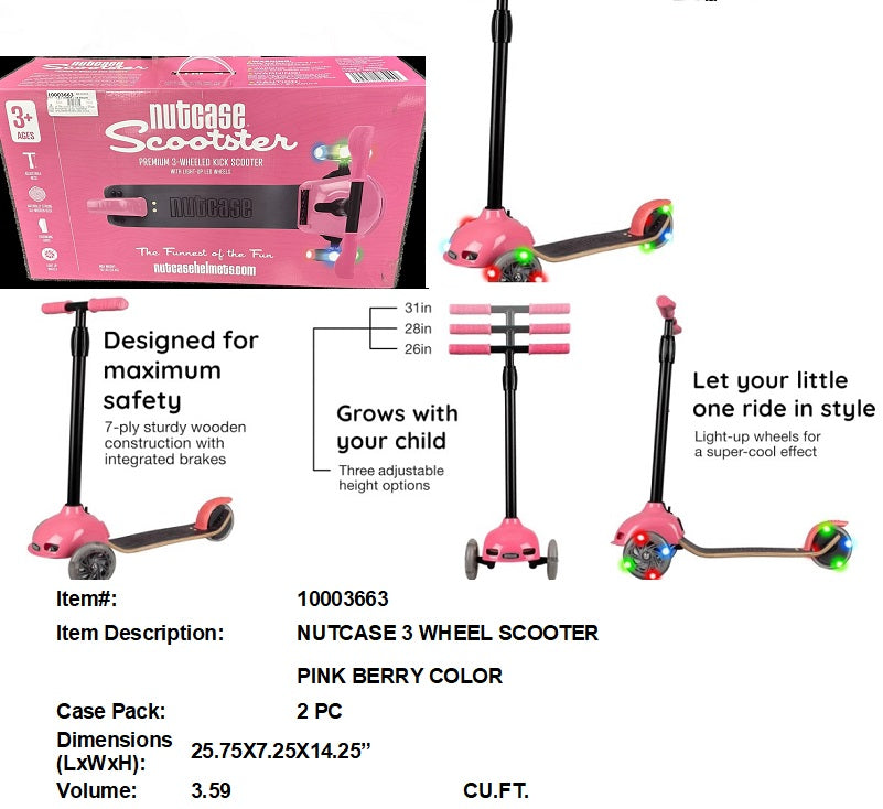 25.75X7.25X14.25"NUTCASE 3 WHEEL SCOOTER-BERRY