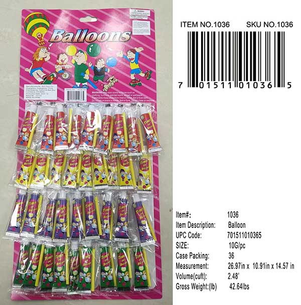 36PK PLASTIC BALLOONS PASTE