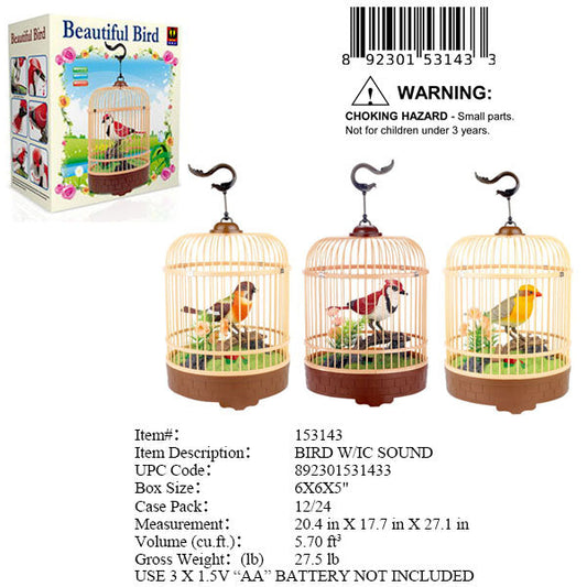 8X8X5"3/A B/O IC SINGING BIRD+10"RD CAGE