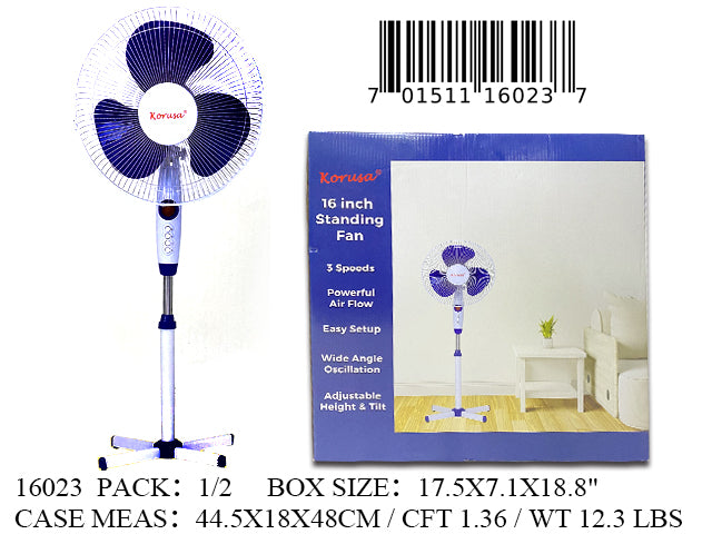 16"KORUSA STAND FAN BLUE