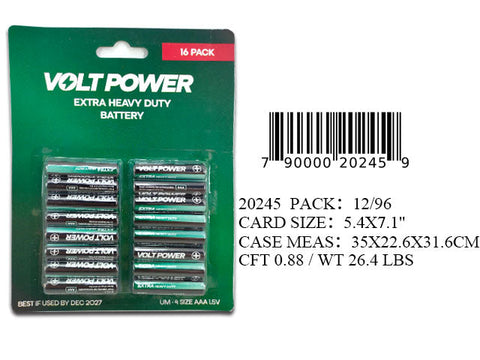 16 PACK AAA VOLT POWER BATTERY