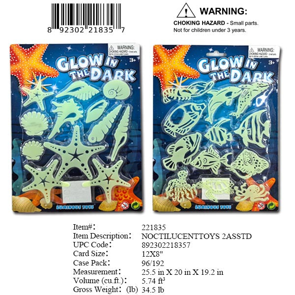 12X8"12PC GLOW IN DARK SEA CREATURES