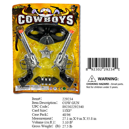 13X8"2PC COWBOY GUN & MASK SET