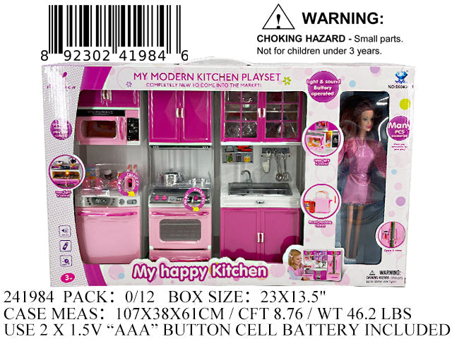 23X13.5X3"B/O 3PC  IC MY HAPPY KITCHEN+DOLL