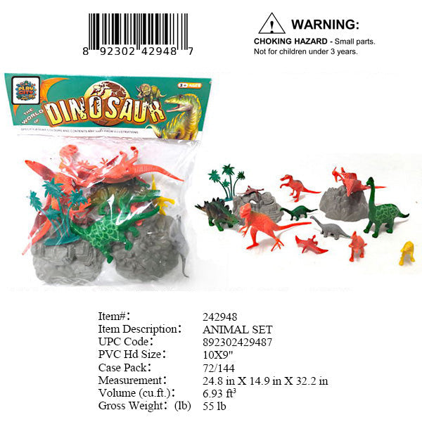 10X9"ASST. DINOSAURS FIG SET PBH