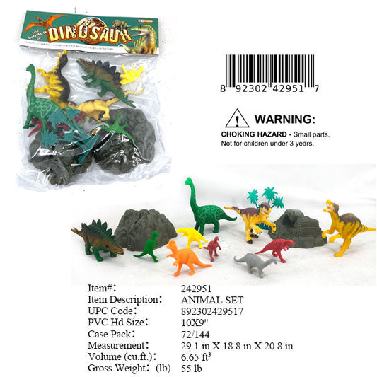 10X9"DINOSAURS FIG,11PC PLAY SET
