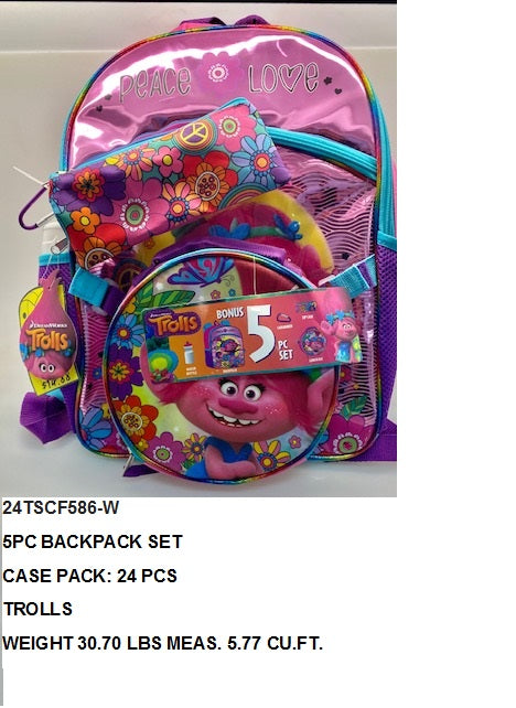 5PC BACKPACK SET TROLLS