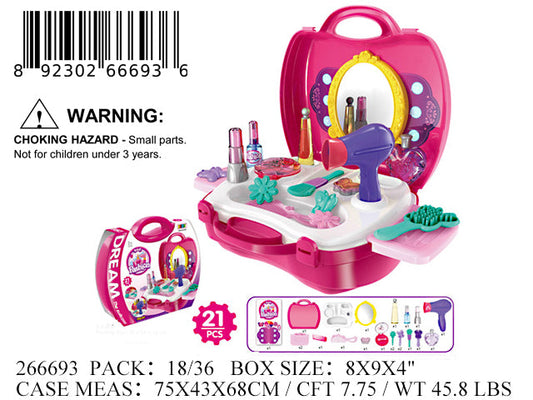 9X8X4"DREAM FASHION BEAUTY PLAY SET+CARRY CASE