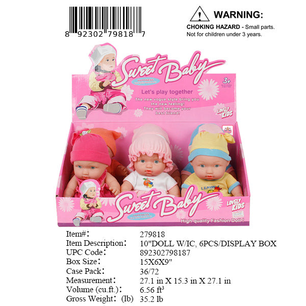 9"VINYL BODY IC BABY DOLL 6DBX