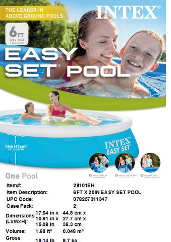 INTEX 6FTX20"EASY SET ABOVE GROUND POOL