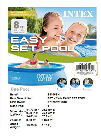 INTEX 8FT X 24"EASY SET ABOVE GROUND POOL