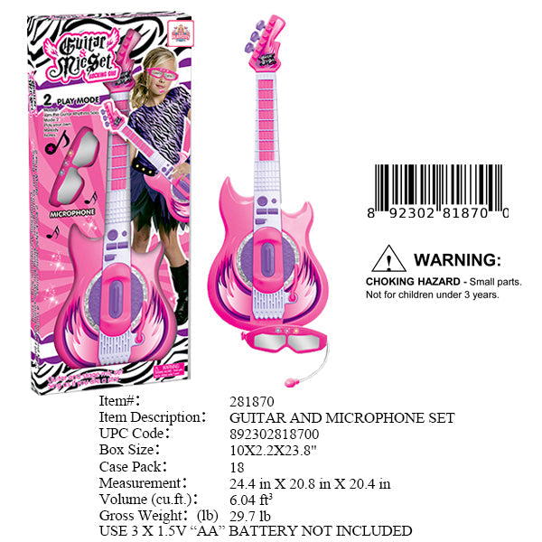 10X2.2X23.8"B/O IC GUITAR & MICROPHONE SET