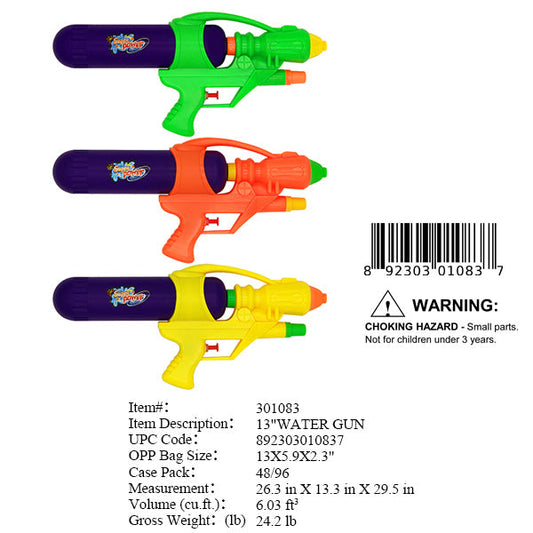 13X5.9X2.3" 13"WATER GUN 3/A COL