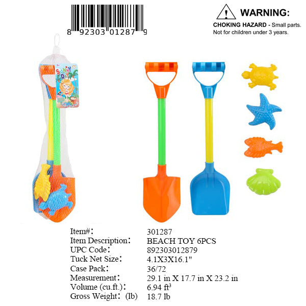 16.1"2PC BEACH SHOVEL & 4PC SAND MOLDS